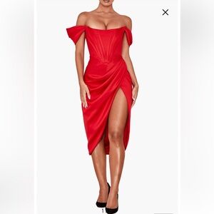 NWT House of CB Loretta Red Sz S Small Corset Dress Cocktail Party Holiday